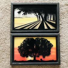 2 Vintage Framed Silhouette Reverse Paintings 10.5