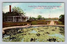Chicago IL-Illinois, Douglas Park, Flower Garden And Lily Pond Vintage Postcard picture