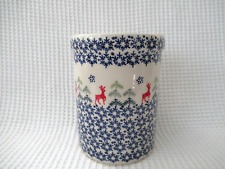 Polish Pottery Boleslawiec Hand Painted CANISTER/UTENSIL HOLDER Preowned picture