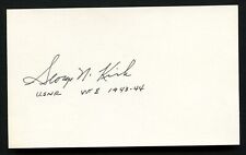 George Kirk signed autograph auto 3x5 card WWII Hellcat Ace 8 Victories BAS Cert picture
