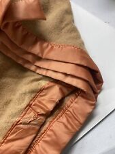 Vintage Kenwood 100% Wool Blanket Peach/Salmon  With Satin Trim Defects Shown picture