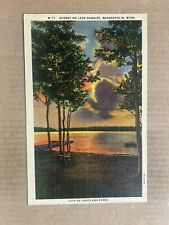 Postcard Minneapolis MN Minnesota Scenic Sunset On Lake Harriet Park Vintage PC picture