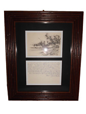 Rare Framed Roi Partridge Personal Christmas Card with Hand Written Note Vintage picture