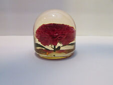 beautiful wine colored zinnia flower lucite paperweight signed W Rolfe picture