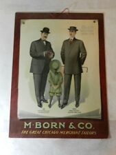 ANTIQUE ADVERTISING SIGN-1908 M-BORN & CO. TAILORS SIGN- CHICAGO- VINTAGE SUIT picture