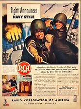 1943 RCA Navy Battleship Guns Firing Battle Announce WWII Vintage Print Ad picture