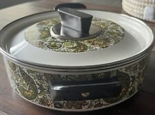 Vintage 70s Cooking Pot With Lid Mod Paisley Print 8 Inches Across picture