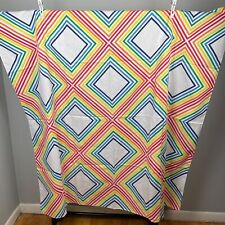 Vintage Rainbow Diamond Stripe Linen Blend Square Tablecloth Cover picture