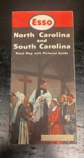 Vintage ESSO Map Of North Carolina & South Carolina 1952 Foldable Road Map picture