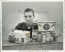 1963 Press Photo Man Posing with Beer & Liquor - lrb08962 picture