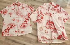 Vintage His and Hers Hawaiian Shirts Couples Set Wedding Honeymoon Apparel  picture