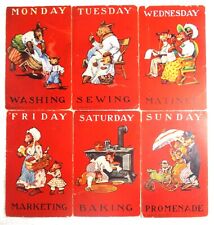 1907 COMIC POST CARD, THE THREE BEARS DAYS OF WEEK, 6 CARDS picture