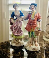 Two Porcelain Colonial Figurines Made In Japan 10” Tall ~ Vintage & Pristine   picture