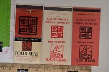 3 Matchbook Cover Four Seas Chinese Restaurant San Francisco 30 Stick picture