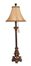 Bronze Polystone Table Lamp W/ Beige Fabric Shade 31