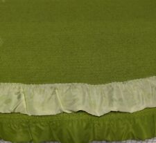 Vintage Sears Waffle Weave Thermal Blanket Avocado Green Floral Trim 88 