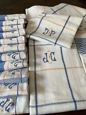 XL French Monogrammed Damask Linen Tablecloth & 10 Napkin Set, 220 x 154 cm picture