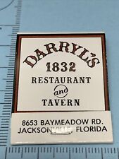 Vintage Matchbook Daryl’s Restaurant & Tavern Jacksonville, Fla. gmg unstruck picture