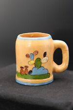 Vintage Tlaquepaque Style Mexican Tourist Pottery Folk Art Mug 1940's picture