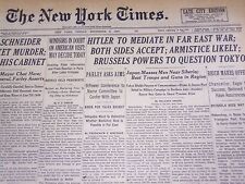 1937 NOVEMBER 5 NEW YORK TIMES - HITLER TO MEDIATE IN FAR EAST WAR - NT 724 picture
