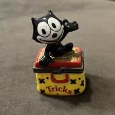 Vintage New Felix The Cat Hinged Trinket Porcelain Box Midwest Cannon Falls picture