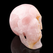 5.5'' Natural Rose quartz Carved Crystal Skull,Crystal Healing,Super Realistic picture