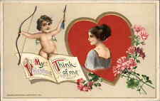 Winsch Valentine Schmucker Art Nouveau Beautiful Woman Cupid c1910 PC picture