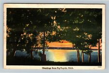Big Rapids MI-Michigan, Scenic Greetings, Sunset  Vintage Souvenir Postcard picture
