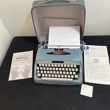 Vintage 1960s Webster Brother Typewriter Blue Metal Manual & Case Japan Working picture