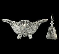 Charming Vintage Duo: Cut-Crystal Bowl & Dinner Bell Set picture