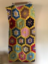Vintage Handsewn Octagons & Diamonds Quilt / Table Runner Cottagecore Homemade picture