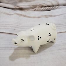 Highbank Porcelain Smiling Pig Figurine White Black Spots Scotland 3.5 Inch picture