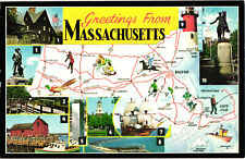 Greetings from Massachusetts State Things to Do Postcard Regal Bromley & Co. picture