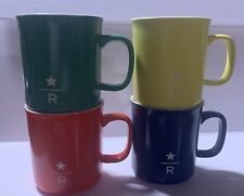 4 STARBUCKS  9 OZ MUGS CUPS 2015 RED-BLUE-YELLOW-GREEN picture