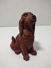 Irish English Setter Dog Figurine Ceramic Wood Look, vintage 1984. picture