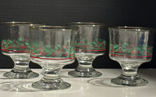 Arby’s Christmas Holly Berry Bow Stem Holly Vtg Goblets Libbey Parfait Bowl Set picture