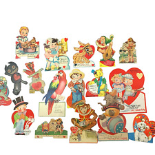 Vintage 1930s 1940s Lot of 17 Made in Germany USA Die-Cut Mechanical Valentines picture