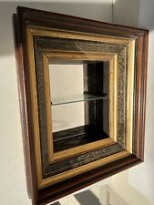 VTG Antique Italian Gold Wood Frame Into Mirror Display Diorama Wall Shelf Case picture