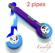 2 X Silicone Smoking Pipe with Metal bowl, SAME DAY SHIP picture