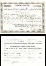 Nebraska City, Sidney and North-Eastern Railway Co. - Stock Certificate - Railro picture