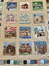 MAGNIFICENT VINTAGE ANTIQUE QUILT: 12 MONTHS OF THE YEAR AMERICAN FOLK ART picture