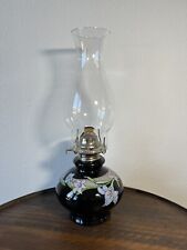 Vintage Kaadan LTD Glass Black Floral Oil Lamp picture