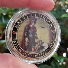 Saint Florian Firefighters Prayer and Challenge Coin with Fresco Style Image ... picture