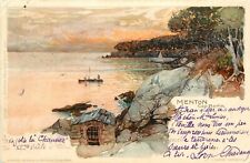 c1902 Gruss aus style Art Postcard; Menton, Roquebrune-Cap-Martin posted picture