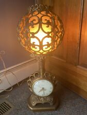 Vtg 50s United Electric Clock & Lamp 25” Fiberglass Shade Ornate GWTW Ball Shade picture