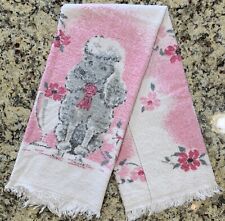 1960s JC Penney PINK Poodle Bath Towel Whimsy Kitch Vintage RARE COLOR picture