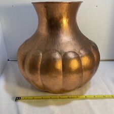 Copper Vase Hand Hammered No Makers Mark 10”X 10” Added Patina Paint Decorative picture