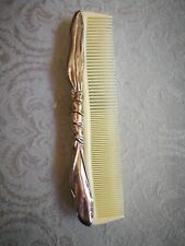 Vintage Celluloid Hair Comb Ornate Silver Plated Bow Design picture