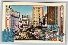 Times Square NY-New York, Aerial Scenic Greetings, Vintage Postcard picture