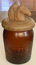 Vintage Horse Heads Jar Humidor Amber Duraglas Jar Dun-Rite Wood Nov Inc. picture